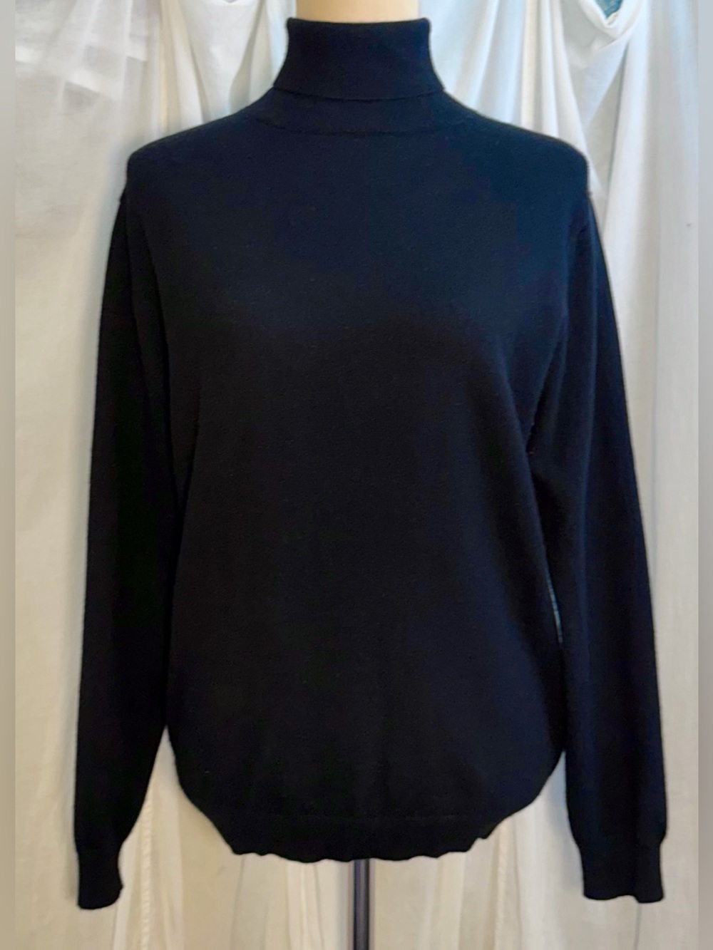 Vintage Celeste 100% Cashmere Black Turtleneck Sweater Sz L Classic EUC